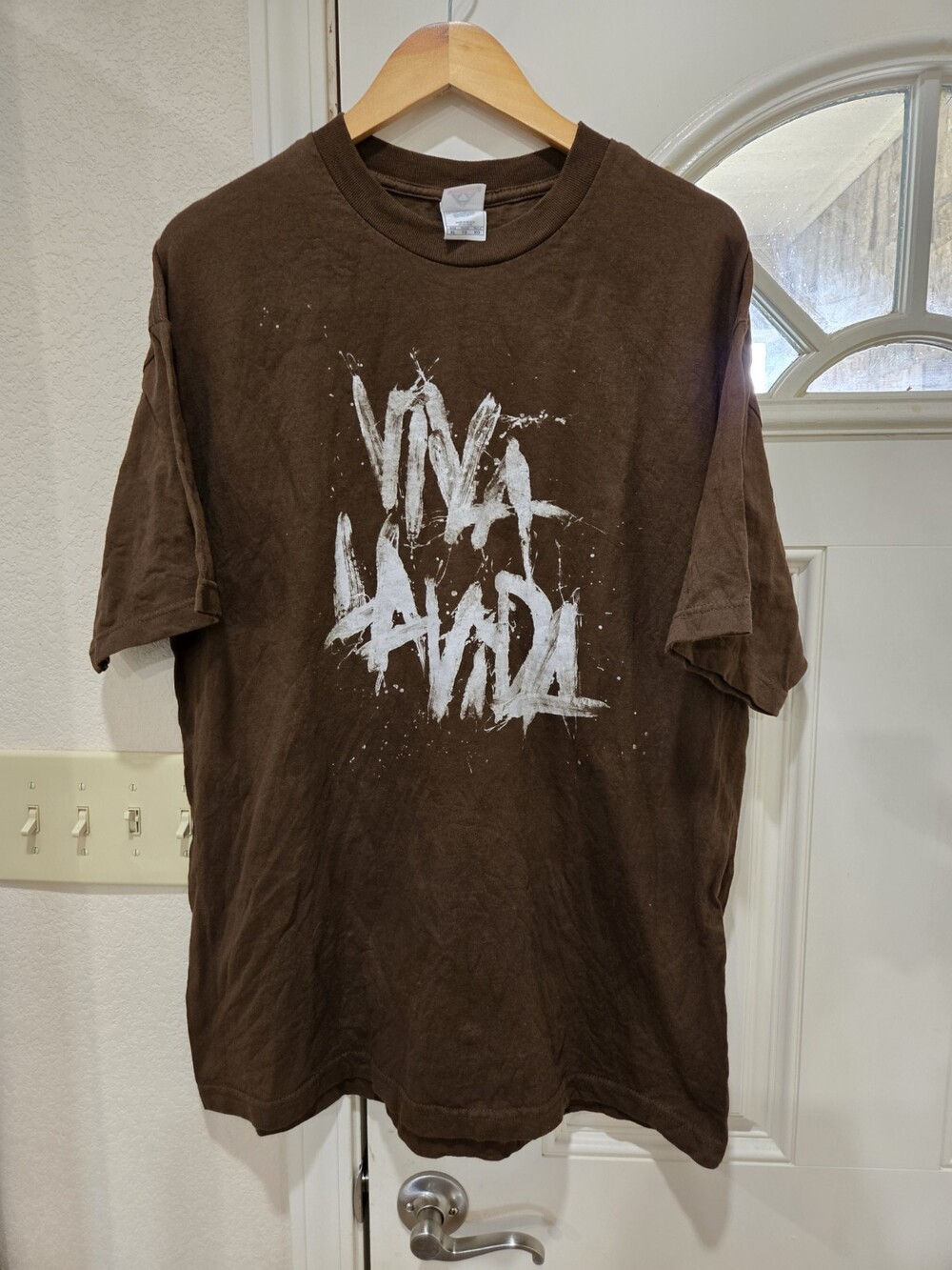 Coldplay Viva La Vida Tour T Shirt Large Brown 2008 Y2K Concert Band Tee XL